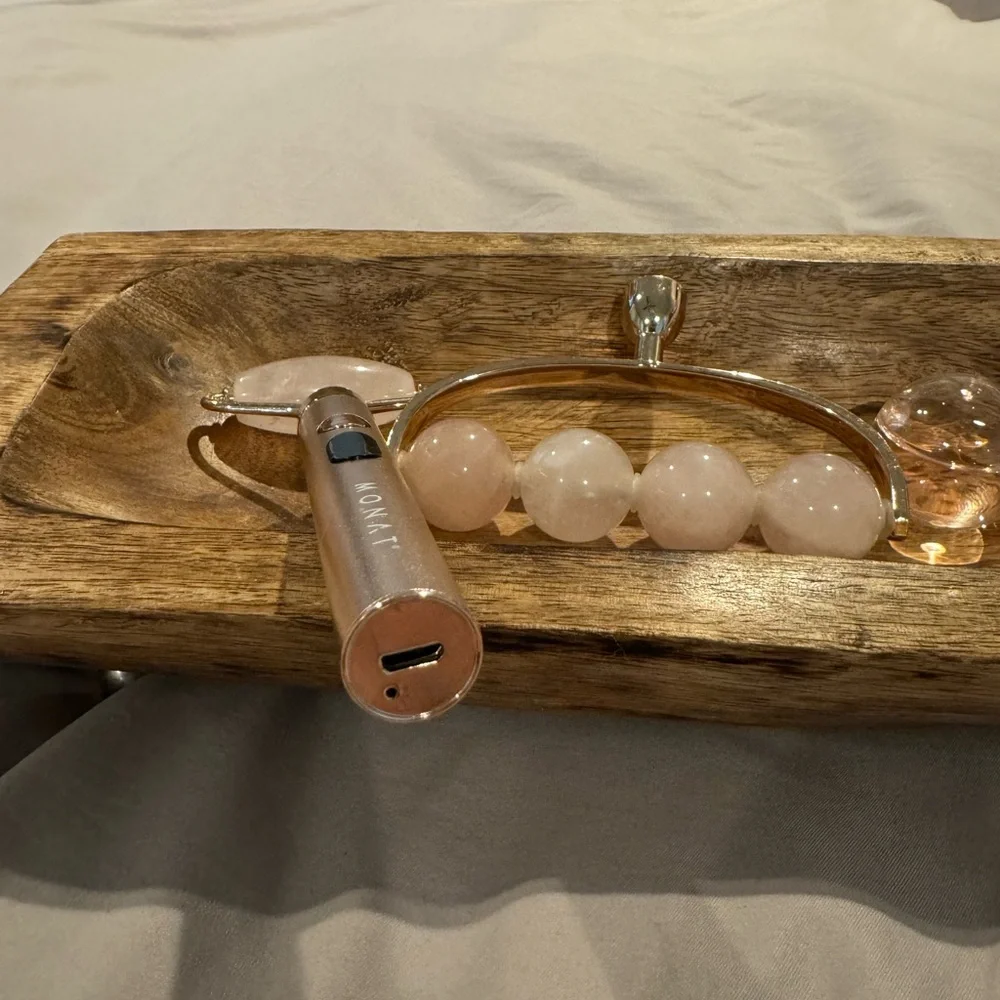 Rose Quartz facial roller w/interchangeable body roller, chillable rolling tools